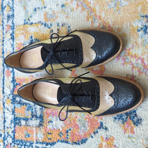 Stuart Weitzman Shoes - Stuart Weitzman Dandy Polka Dot Perforated Leather Wingtip Oxfords Black 8.5